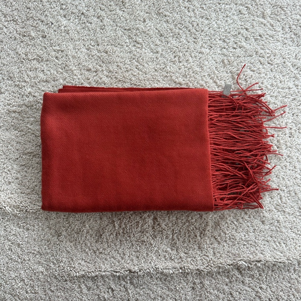 Nordstrom 100% Cashmere Stunning Tandori Spice Fringe Scarf